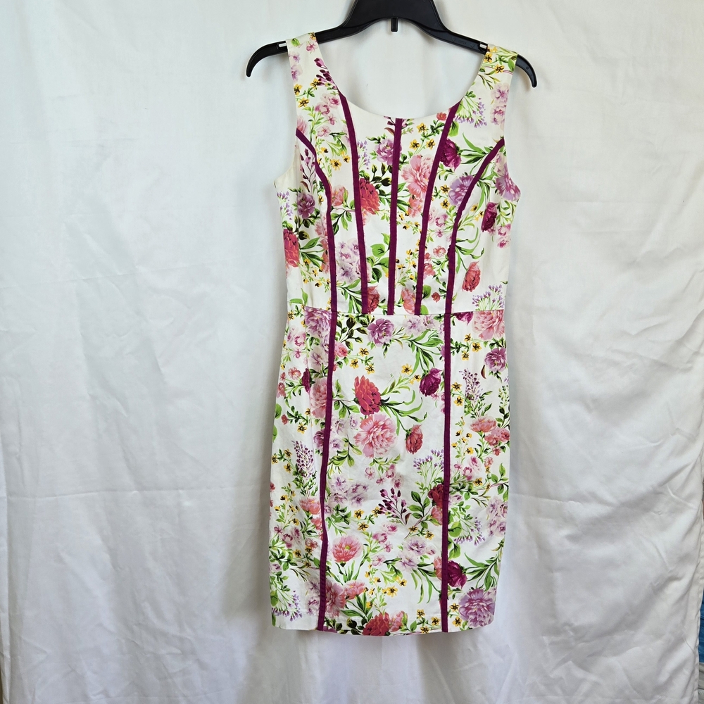 Review Women's Preppy White Pink Floral‎ Sleeveless Career Summer Dress Sz 10